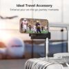 MiiKARE Airplane Travel Essentials Magnetic Phone Holder, Universal Handsfree Phone Mount for Flying with 360 Degree Rotation, Travel Must Haves Phone Stand for Desk, Tray Table, Black