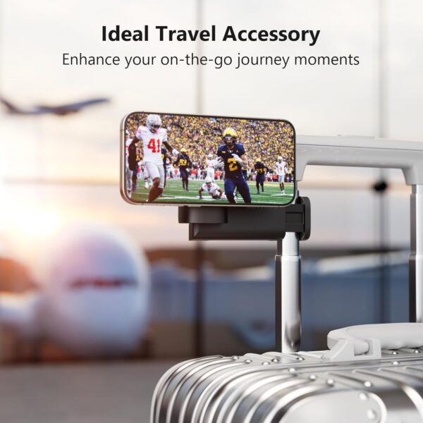 MiiKARE Airplane Travel Essentials Magnetic Phone Holder, Universal Handsfree Phone Mount for Flying with 360 Degree Rotation, Travel Must Haves Phone Stand for Desk, Tray Table, Black