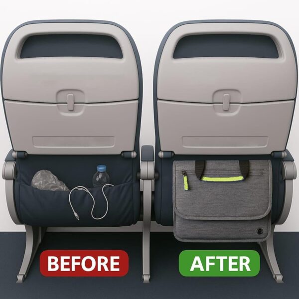 71pVjBrbFUL._AC_SL1500_.jpg Airplane Pocket Organizer | Tray Table Cover | In Flight Seat Back Organizer Bag | Commuter Essential Travel Bag | Media Pouch For Flying | Travel Gift | Attaches To Luggage