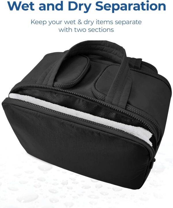 71pazkKvqFL._AC_SL1500_.jpg BAGSMART Travel Toiletry Bag, Lightweight Large Wide-open Travel Bag for Women, Puffy Cosmetic Makeup Bag Organizer with Handle for Accessories,Essentials, Toiletries, Black