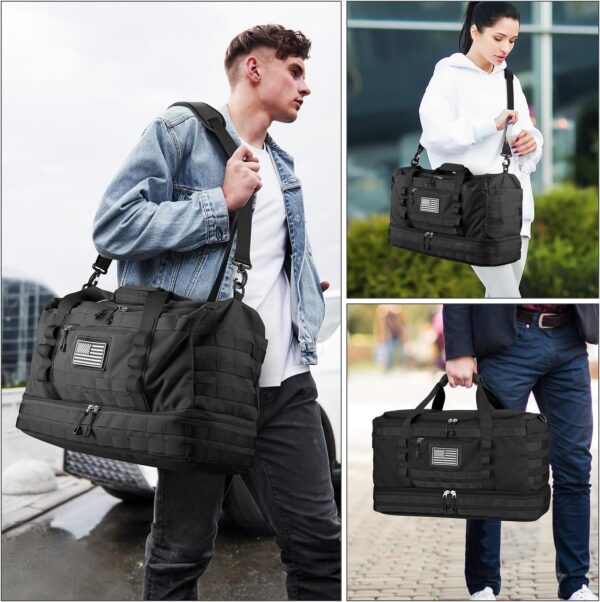 71pcq8RrkJL._AC_SL1500_.jpg ETRONIK Travel Bag for Men Women, Gym Bag & Tactical Duffle Bags for Travel, Carry on with Toiletry Bag and Shoe Compartment, Weekender Overnight Trip with Wet Pocket for Workout Medical, Black