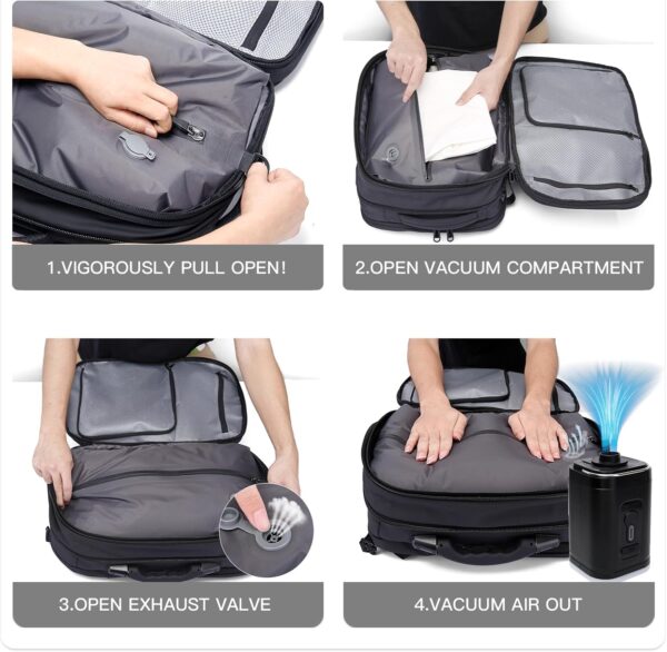 71pkMagYIeL._AC_SL1500_.jpg BANGE Airback Backpack with electronic scaleVacuum Compression Travel Backpack,Expandable Backpacks with Pump for Airplanes (With Air Pump)