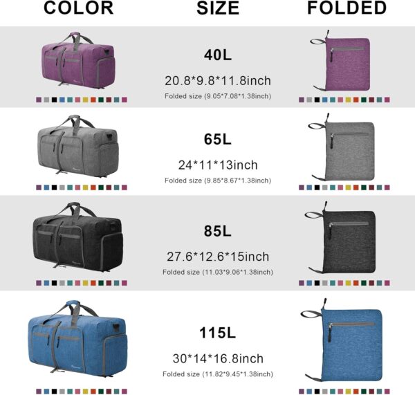 71ptX8Hw89L._AC_SL1500_.jpg Dimayar 40L Travel Duffle Bag for Men Women - Foldable Duffel Bag with Shoes Compartment - Overnight Bags Waterproof & Tear Resistant(Blue)