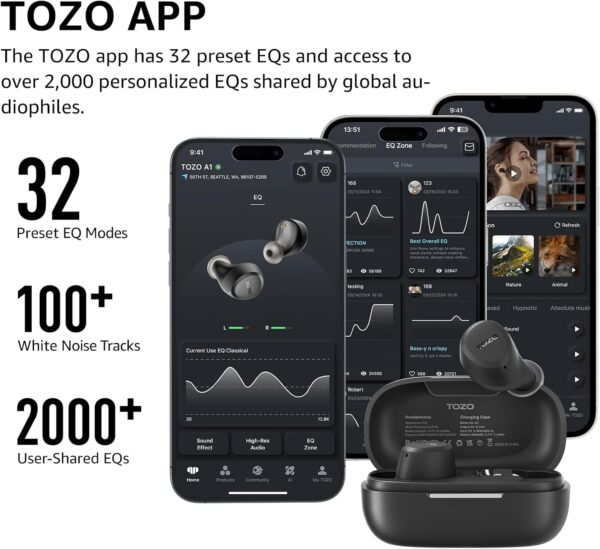 71q1tYkRNeL._AC_SL1500_.jpg TOZO A1 Wireless Earbuds Bluetooth 5.3 Light Weight in Ear IPX5 Waterproof Headphones 2 Mic for AI Calls, Immersive Premium Sound Bass Headset with Charging Case, 32 Presets EQ Customization via App