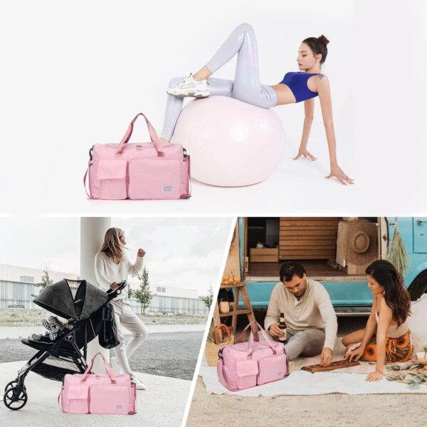 71qQLb8V8AL._AC_SL1500_.jpg FIORETTO Women's Gym Duffle Bag with Shoes Compartment, 37L Capacity, Ideal for Travel, Gym, Sports, Duffel, Weekender