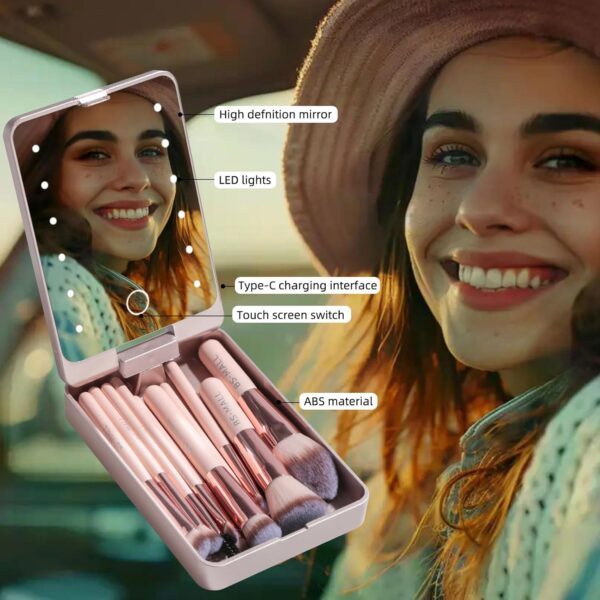 71rG0S3qW6L._SL1500_.jpg BS-MALL Makeup Brushes Foundation Powder Concealers Eye Shadows Makeup Set with LED light Mirror 14 Pcs Mini Makeup Brushes (APINK)