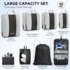 71rNDTIm9WL._AC_SL1500_.jpg 10 Set Compression Packing Cubes for Travel Essentials,Compressible Expandable Packing Cubes for Suitcase,OlarHike Luggage Organizer Bags for Travel,Handy Helper for Organizing Clothes(Black)
