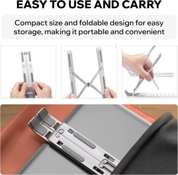 71rQRsnFOJL._AC_SL1500_.jpg Laptop Stand for Desk, 7 Levels Adjustable Height, Foldable Aluminium Laptop Holder for 9–15.6 Inch Laptops, Tablets and Notebooks, Ergonomic Riser for Office, Home, Travel Use