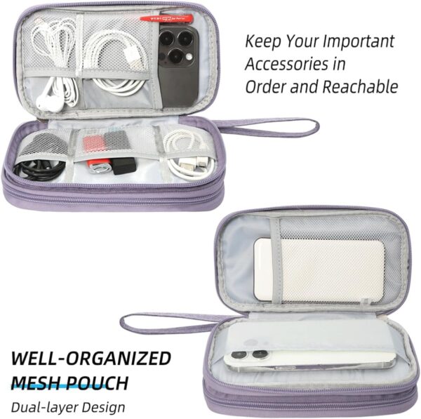 71rQiRLSHNL._AC_SL1200_.jpg Travel Electronic Organizer Pouch Bag, Waterproof Portable Electronic Accessories Storage Multifunctional Case for USB, Cable, Cord, Charger, Phone, Power Bank, Earphone (Purple, Large)