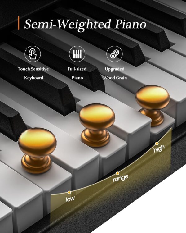 71riNbmuiWL._AC_SL1500_.jpg Portable Piano Keyboard, Semi-Weighted Folding Digital Piano 88 Key, Full Size, Wood Grain, Electric Piano Keyboard w/MIDI Bluetooth, Suitable for Adult, Toddler, Kids