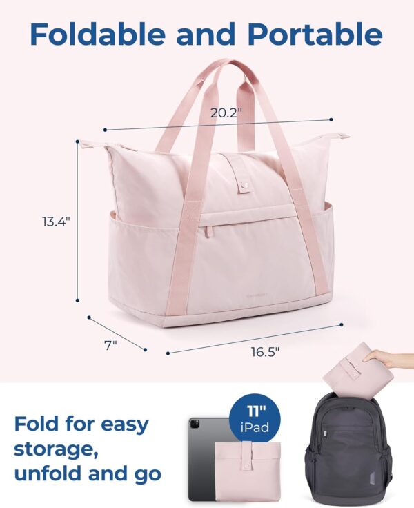 BAGSMART For Spirit Airlines Personal Item Bag, 23L Foldable Weekender Bags for Women Gym Tote Overnight Bag for Travel