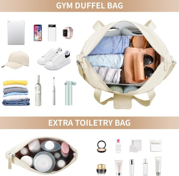71tiofvi33L._AC_SL1500_.jpg ETRONIK Gym Bag for Women, Personal Item Travel Bag with Shoes Compartment, Weekender Overnight Duffel Bag with Wet Pocket & USB Charging Port, Carry On Bag for Women, Travel, Gym, Weekend (Beige)