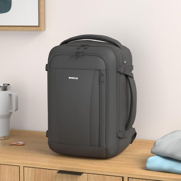 71tzgJv1f0L._AC_SL1500_.jpg ECOHUB Travel Backpack 18x14x8 Spirit Airlines Personal Item Bag Carry On Backpack 13 Pockets Large Work Casual Daypack for men Airline Approved Waterproof Gym Backpack with Charging Port, Black