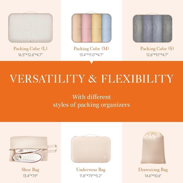 71u0qmjdpsL._AC_SL1500_.jpg HOTOR Packing Cubes for Suitcases - 6 Pieces, Light Packing Cubes for Travel, Premium Suitcase Organizer Bags Set, Space-Saving Luggage Organizers, Travel Accessories and Essentials, Beige