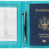GDTK Leather Passport Holder Cover Case RFID Blocking Travel Wallet (Sky Blue)