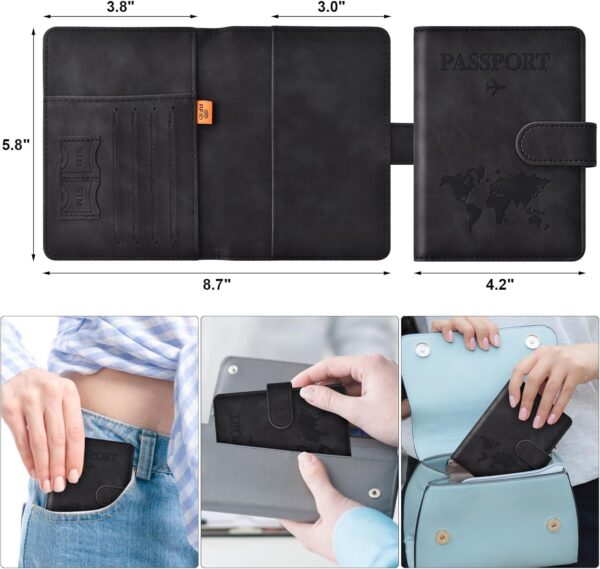 71ubp3J5KpL._AC_SL1500_.jpg Eoehro Passport Holder for Travel Essentials, Passport Wallet Cover Case for Travel Must Haves Accessories,Passport Book Holders for Women and Men(black)