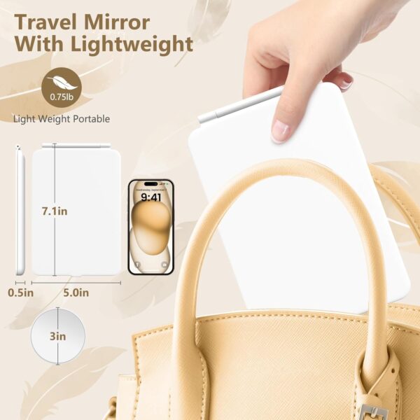 71uckKXGmmL._AC_SL1500_.jpg Rechargeable Makeup Mirror for Travel, Vanity Mirror with 80LEDs, 3 Color Light, 2000mAh Battery, Portable Ultra Slim Lighted Mirror, Travel Essential