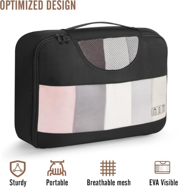 Veken 8 Set Packing Cubes for Travel Essentials, Suitcase Organizer Bags Set for Luggage, Road Trip Travel Accessories in 4 Sizes (Extra Large, Large, Medium, Small), Black