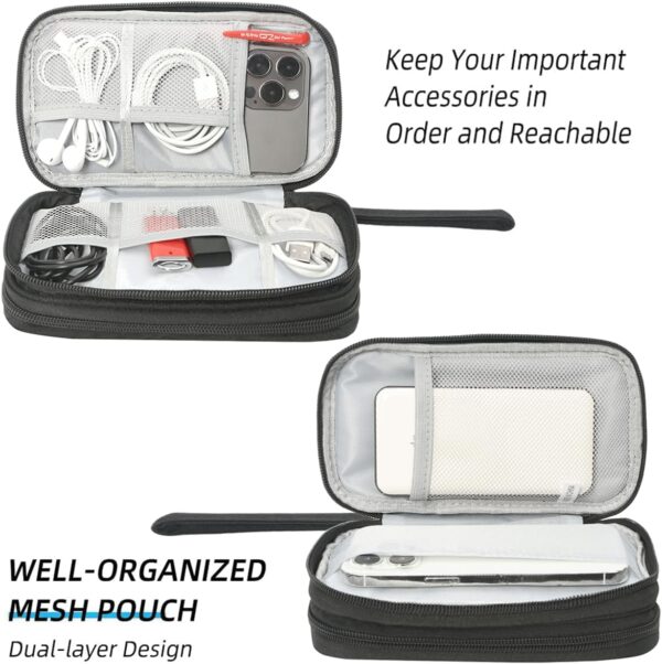 Electronics Organizer Travel Case, 2 Pack Electronic Accessories Carry Case, Waterproof Cable Organizer Bag for Cable, Cord, USB Charger, Phone, Power Bank, Earphone (Small+Big, Black)