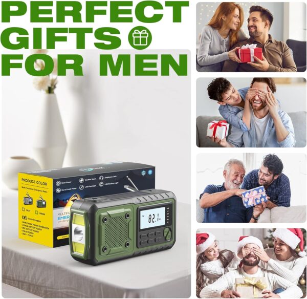 71vpgBl6YL._AC_SL1500_.jpg Crank Emergency Radio 5000mAh, Weather Radio, Solar Radios Battery Operated, NOAA/AM/FM Weather Alert Radios with Power Bank Phone Charger, SOS Alarm, Flashlight & Reading Lamp Indoor Outdoor