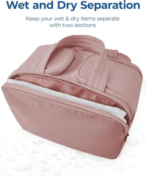 71vsHZxAhkL._AC_SL1500_.jpg BAGSMART Travel Toiletry Bag, Lightweight Large Wide-open Travel Bag for Women, Puffy Cosmetic Makeup Bag Organizer with Handle for Accessories,Essentials, Toiletries, Dark Pink