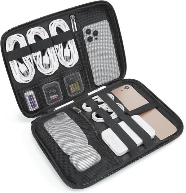 71vvDzSJLlL._AC_SL1500_.jpg BAGSMART Electronics Travel Organizer Case for 10.2 Inch Tablets, Tech Pouch Essentials for Power Bank, SD Cards, Cord and Cable Storage Bag, Black