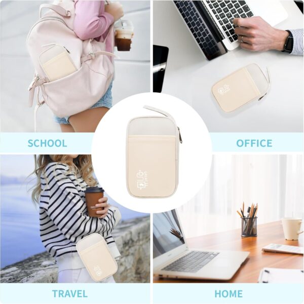 Electronics Travel Organizer,Portable Waterproof Electronic Travel Storage Bag for Small Charging Cord Storage,Charger,Small Electronics,SD Card etc,for Travel,Business -Beige