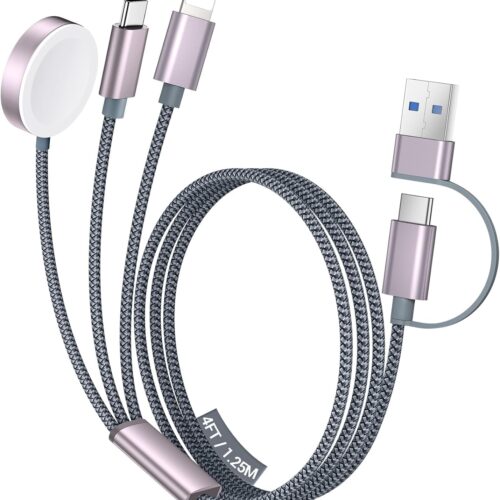Temdan for Apple Watch Charger,3 in 2 USB C Cable for iPhone 16 Charger/Type C/Lightning,Multi Charging Cable Cord,Portable Travel Essentials Designed for iWatch Ultra/SE/10-1&iPhone 16-12-4FT