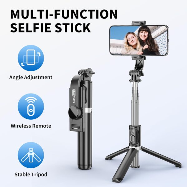 71wB0bzYF4L._AC_SL1500_.jpg Selfie Stick Tripod, All in One Extendable & Portable iPhone Tripod Selfie Stick with Wireless Remote Compatible with iPhone 16 15 14 13 12 11 pro Xs Max 8 7, Galaxy Note10/S20/S10/OnePlus 9/9 PRO etc