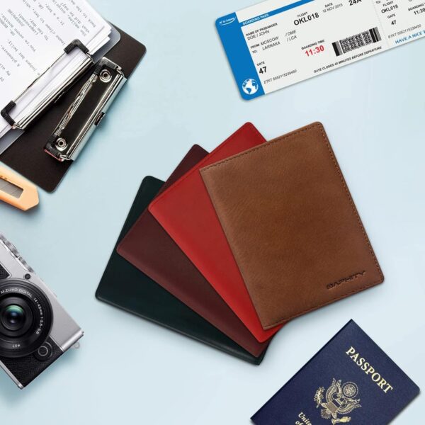 Premium Leather Passport Holder for Travel - RFID Blocking Passport Wallet for Men & Women, Passport Cover with Card Slots, ID Window - Business Travel, Airport Security, Gift for Travelers