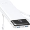 Portable Charger with Built in Cables, Portable Charger with Cords Wires Slim 10000mAh Travel Battery Pack 6 Outputs 3 Inputs 3A Fast Charging Power Bank for Samsung Google Pixel LG Moto iPhone iPad