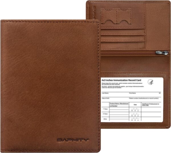 Premium Leather Passport Holder for Travel - RFID Blocking Passport Wallet for Men & Women, Passport Cover with Card Slots, ID Window - Business Travel, Airport Security, Gift for Travelers