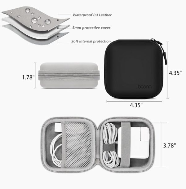 71yZEukDtDL._AC_SL1500_.jpg Portable Hard-shelled Travel Case for Apple MacBook Charger, Small PU Leather Electronics Organizer Waterproof Storage Bag for Laptop Accessories, Magic Mouse, Power Bank, Charging Cords(Black)