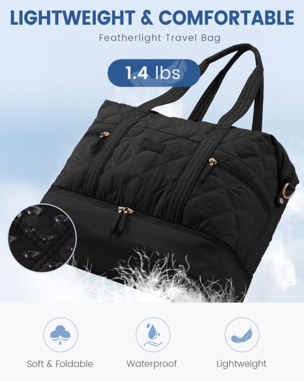 71zEvY-jx3L._AC_SL1500_.jpg LOVEVOOK Travel Duffle Bag, Lightweight Weekender Bags for Women with Shoe Compartment, Puffer Gym Bag Personal Item Travel Bag, Quilted Overnight Bags and Hospital Bag for Labor and Delivery, Black