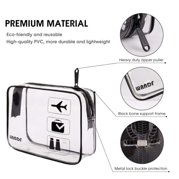 TSA Approved Clear Travel Toiletry Bag wih Zippers Carry-on Travel Accessories Quart Size Toiletries Cosmetic Pouch Makeup Bags for Men and Women (2 pcs)