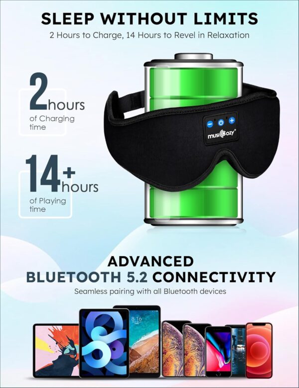 71zlfd9GNQL._AC_SL1500_.jpg MUSICOZY Sleep Headphones, Bluetooth 5.4 Sleep Mask Headband Headphones Sleeping Eye Mask, Wireless Music Earbuds Earphones with HD Headphones Ultra-Thin Stereo Speakers for Side Sleepers Men Women