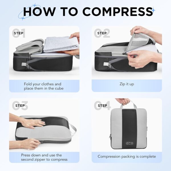 71zqcnNLL._AC_SL1500_.jpg 10 Set Compression Packing Cubes for Travel Essentials,Compressible Expandable Packing Cubes for Suitcase,OlarHike Luggage Organizer Bags for Travel,Handy Helper for Organizing Clothes(Black)