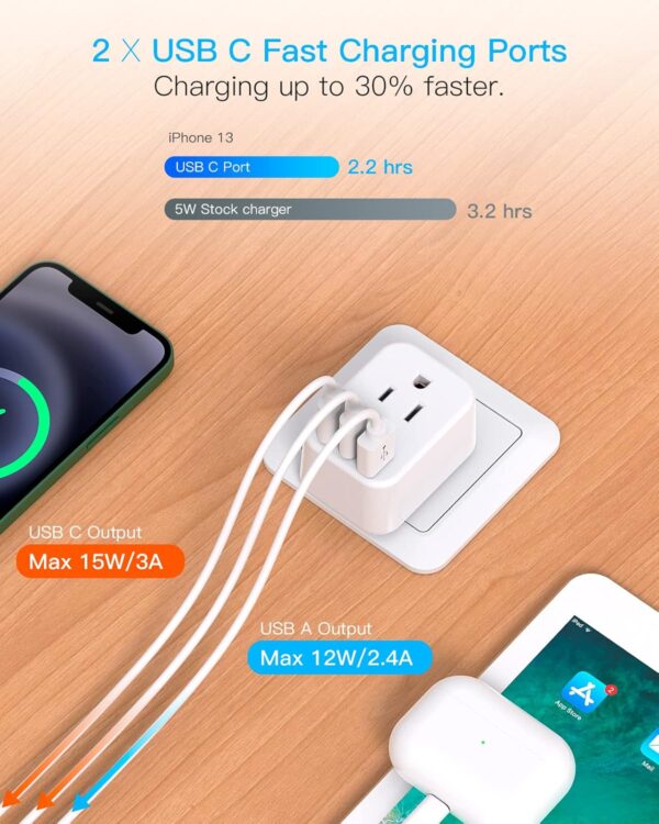 European Travel Plug Adapter for International, HANYCONY Italy Spain Power Adapter 2 Outlets 2 USB C Ports, Type C Adapter Travel Cruise Essentials for US to Most Europe France Germany EU, 2 Pack