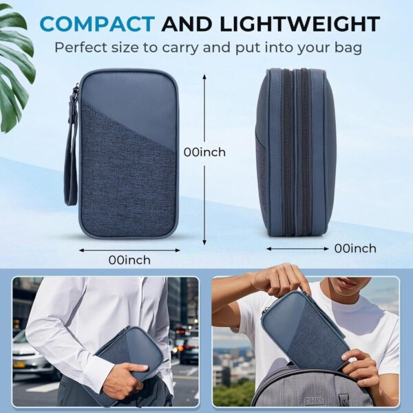 FYY Electronic Organizer, Large Travel Cable Organizer Bag Electronic Accessories Carry Case Pouch Portable Waterproof Double Layers All-in-One Storage Bag for Cable, Cord, Charger, Blue