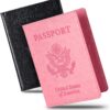 81-soYep3SL._AC_SL1500_.jpg 2 Pcs Passport holders,Ultra Slim passport wallet,PU Leather Passport Cover for Women and Men