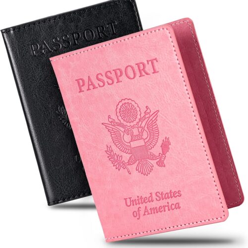 81-soYep3SL._AC_SL1500_.jpg 2 Pcs Passport holders,Ultra Slim passport wallet,PU Leather Passport Cover for Women and Men