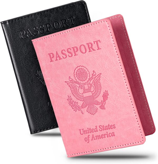 81-soYep3SL._AC_SL1500_.jpg 2 Pcs Passport holders,Ultra Slim passport wallet,PU Leather Passport Cover for Women and Men