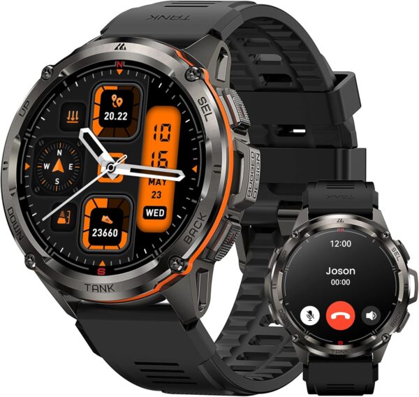 810S4z5wknL._AC_SL1500_.jpg AMAZTIM GPS Smart Watch for Men, 6 Satellite Positioning, Compass, Stainless Steel Body, 50M Waterproof, 470mAh Extra-Large Battery, Answer/Make Call, 1.43" AMOLED Screen, Compatible for Android iOS