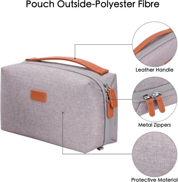 DDgro Electronics Organizer Travel Pouch - Perfect Accessory Bag for Electronics, MacBook Charger & Cords, Cables, Hard Drive (Light Grey-Brown)