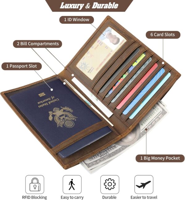 812A1hGnzjL._AC_SL1500_.jpg Jack&Chris Leather Passport Holder RFID Blocking Passport Travel Wallet Cover Case for Men Women Brown JC17