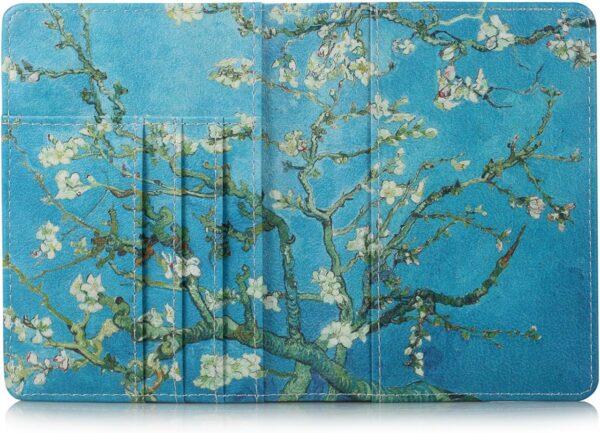 812Io9Ha5eL._AC_SL1500_.jpg Passport Holder, Slim Travel Wallet RFID Blocking Card Case Passport Cover Protector Travel Essentials with Credit Card Slots Pockets for Women/Men, Almond Blossom Tree