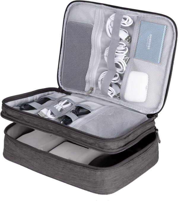 813Ev8dQfL._AC_SL1500_.jpg LENTION Cable Electronics Organizer Bag Pouch, Travel Accessories Carry Case Waterproof Double Layers All-in-One Storage Bag Carrying for Cord, Charger, Power Bank, Earphone Grey