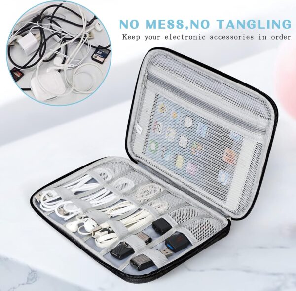 FYY Electronic Organizer, Travel Cable Organizer Bag Pouch Accessories Carry Case Portable Waterproof All-in-One Storage for Cable, Cord, Charger, Phone, Earphone - Large Black