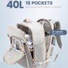 815V5gZz7L._AC_SL1500_.jpg LOVEVOOK Carry on Travel Backpack, 40L Waterproof Large 17inch Laptop Luggage Daypack as Personal Item Flight Approved, Business Weekender Overnight with 3 Packing Cubes, Light gray-Pink