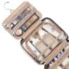 815sRLdqlOL._SL1500_.jpg NISHEL Travel Toiletry Bag for women, Portable Hanging Organizer for Travel-Sized Shampoo, Conditioner, Brushes Set, makeup Accessories, Medium Size, Pink